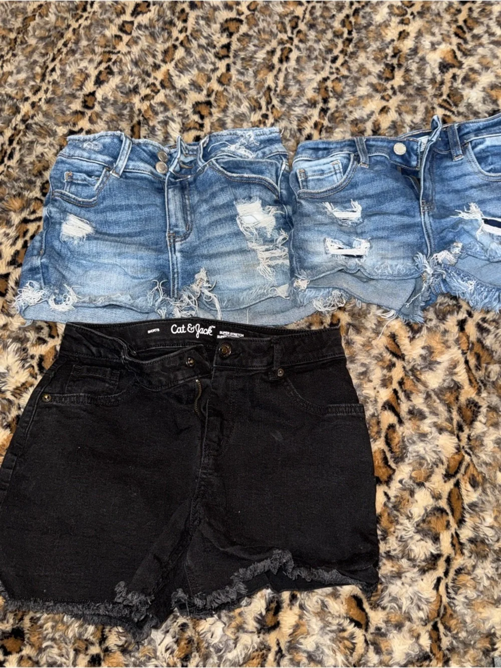 BKE Distressed Light Blue and Black Denim Shorts Bundle